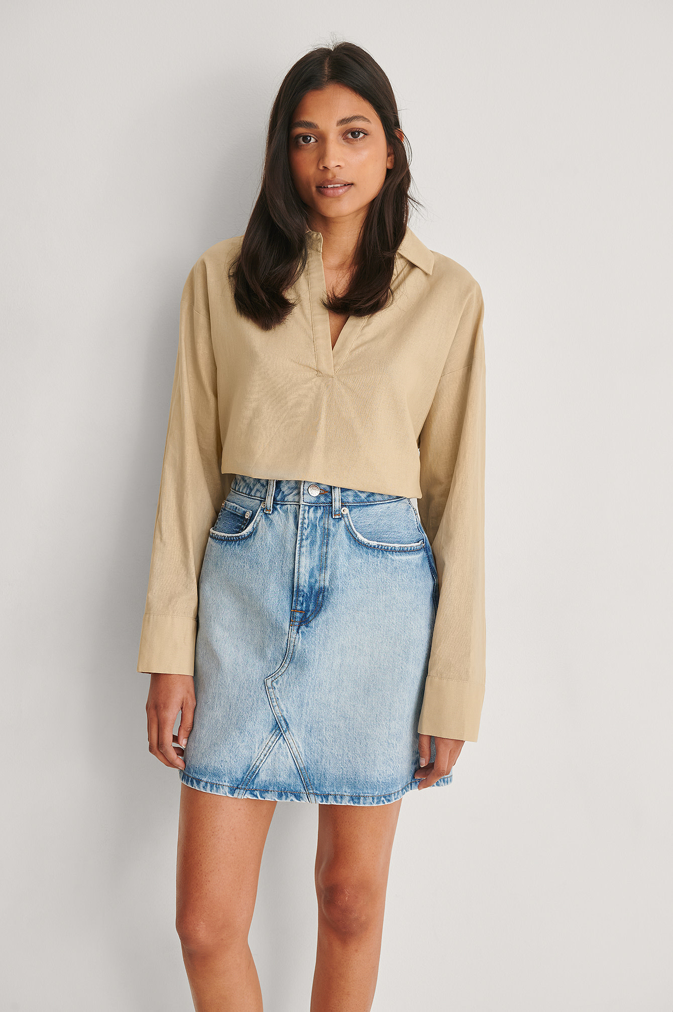 Denim mini skirt 004537 - light blue