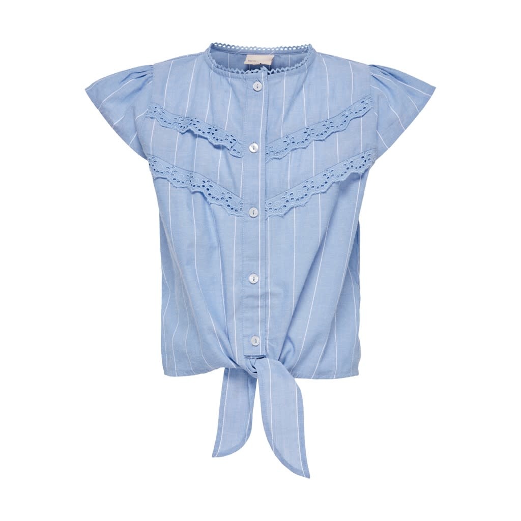 KOGSABRYNA CAPSLEEVE KNOT SHIRT WVN 15260987 Cloud Dancer