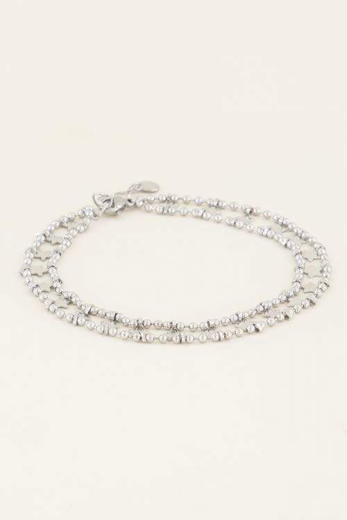 Enkelbandje dubbele munt ster MJ03298 zilver