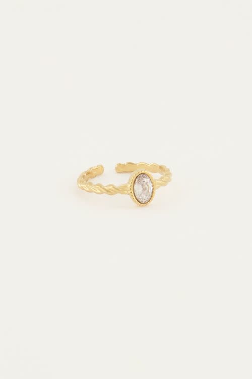 Gedraaide ring met steentje MJ05631 Goud