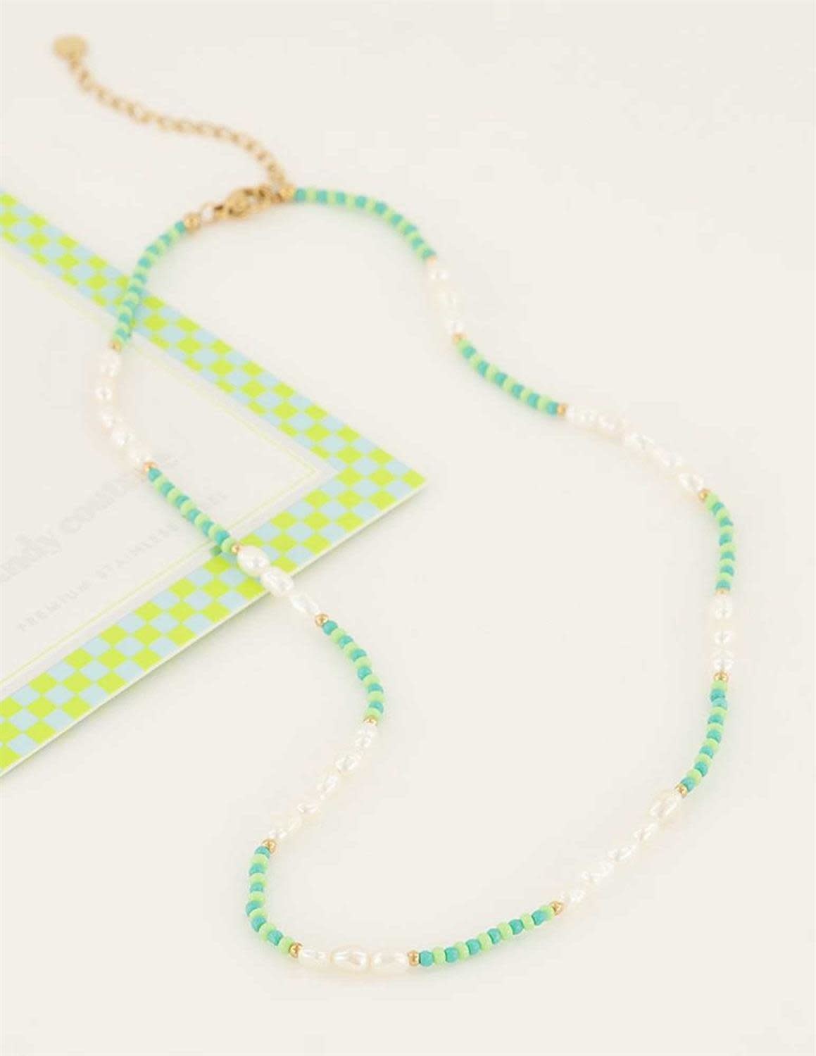 Necklace candy lime beads MJ06553 Goud