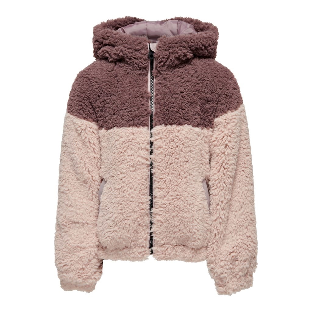 KOGCAMILLE TEDDY HOODED JACKET OTW 15259798 Rose Brown
