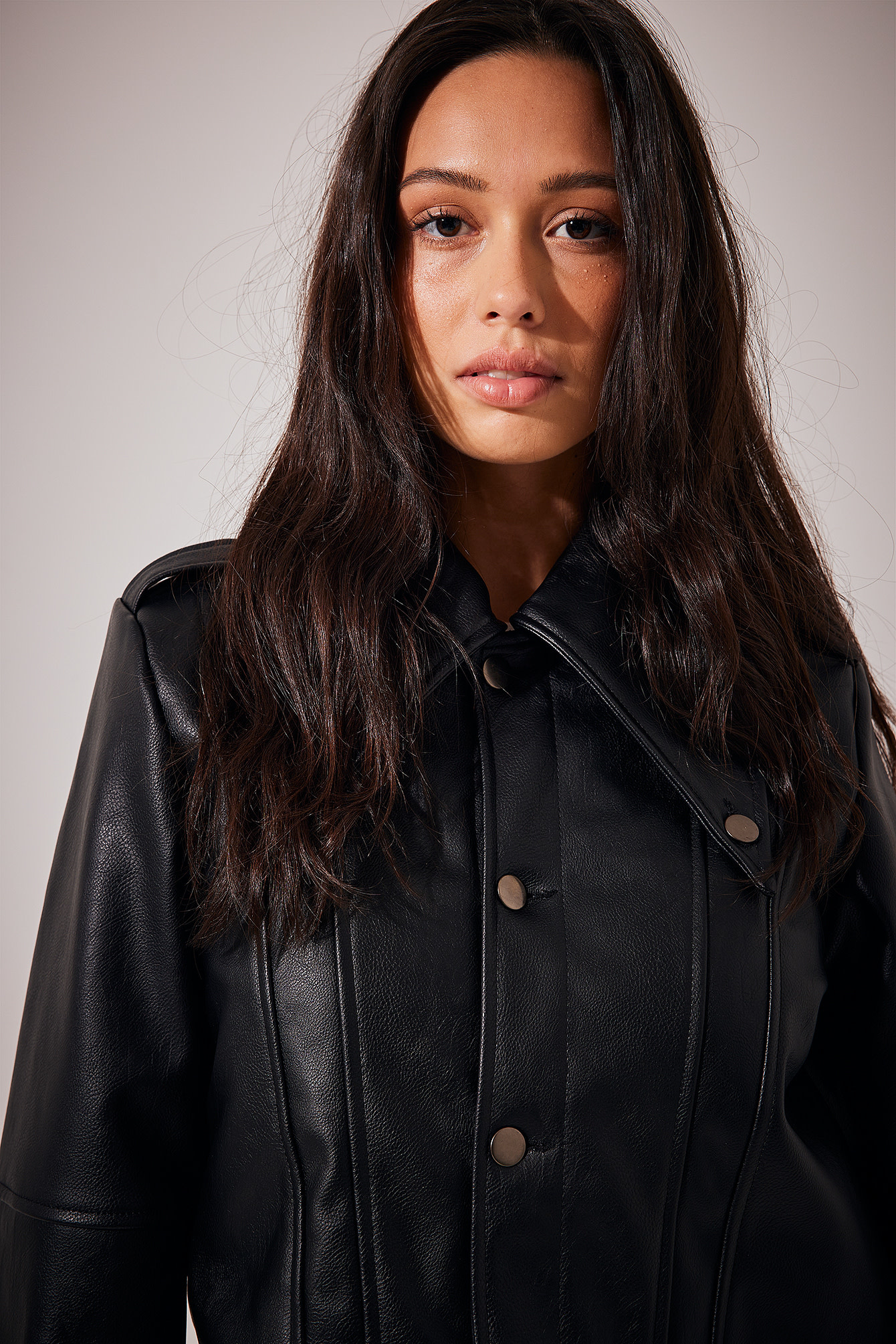 Detailed PU Jacket 1018-009268 - Black