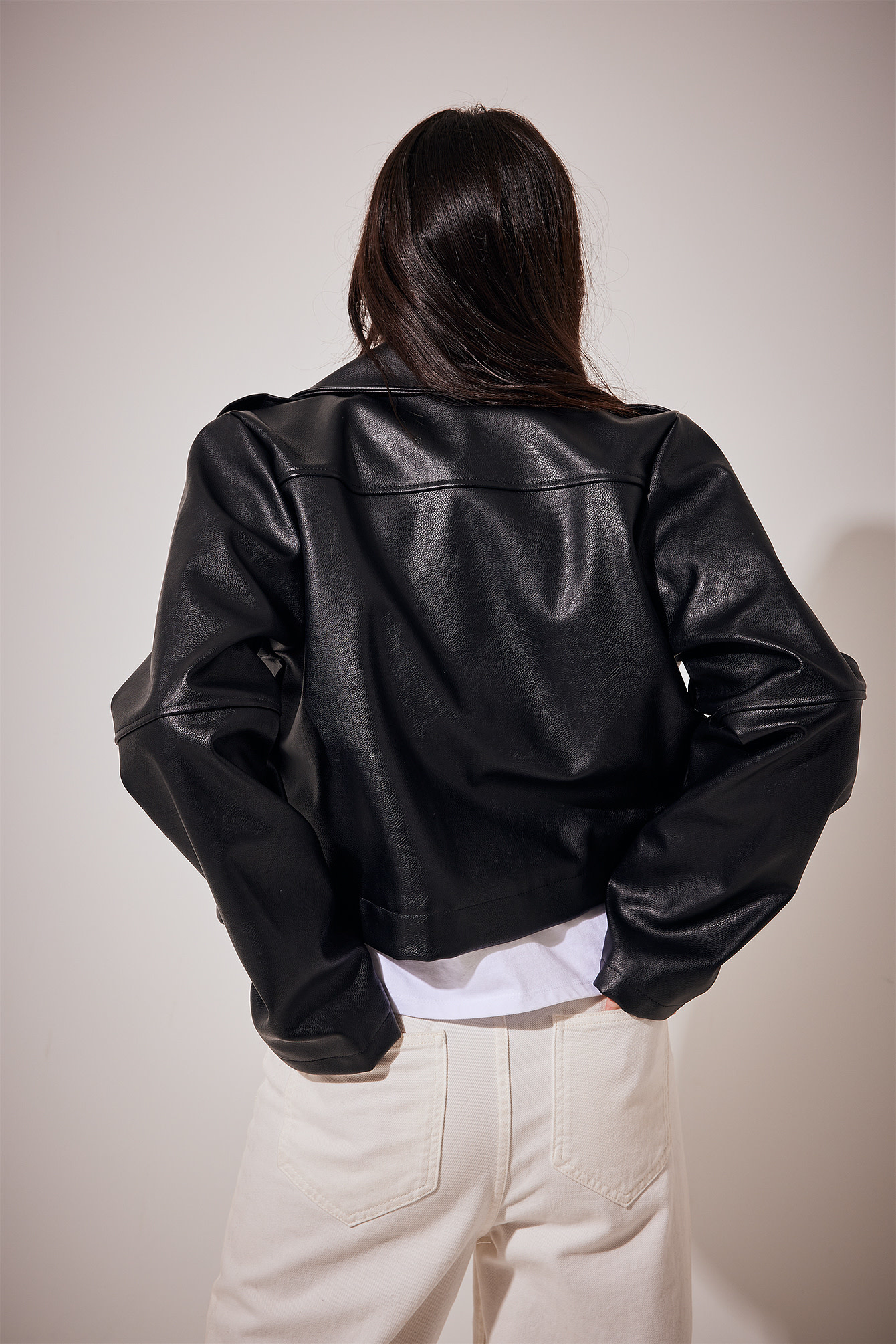 Detailed PU Jacket 1018-009268 - Black