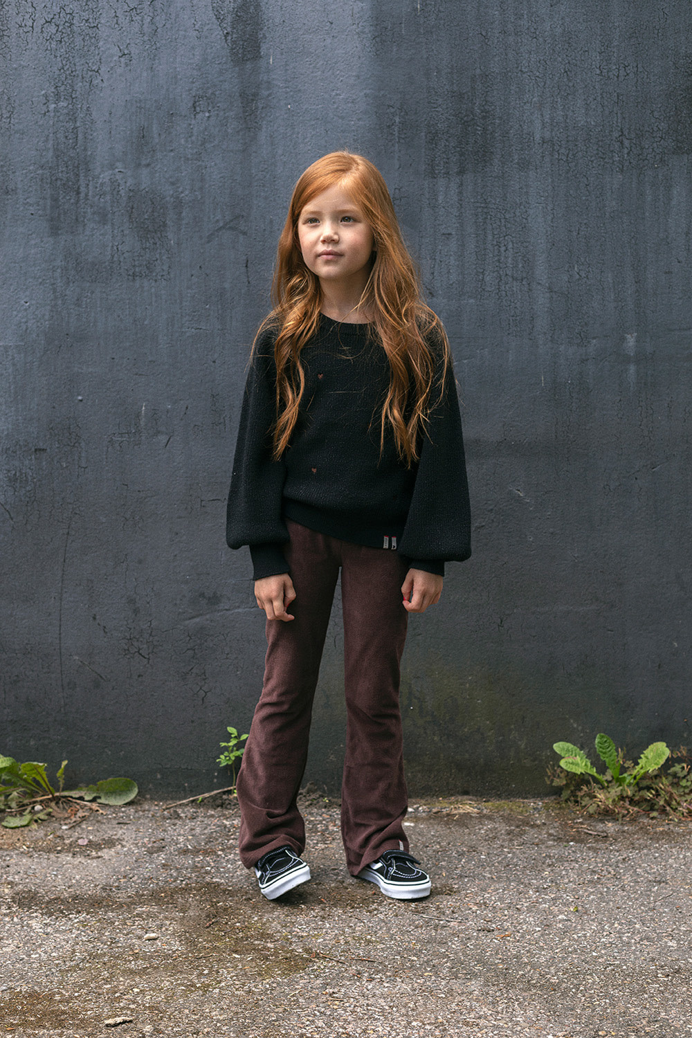 Velvet rib flare pants 2233-7668 Eggplant