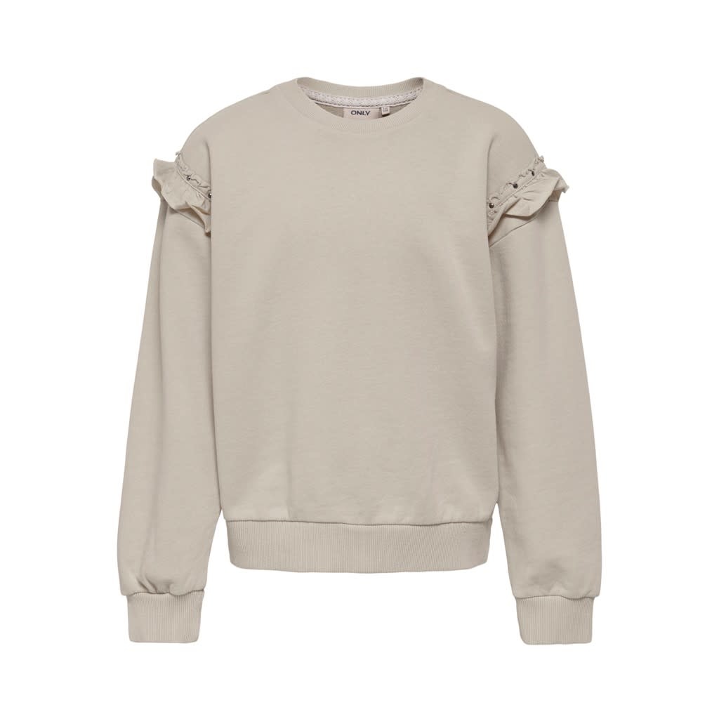 KOGCINDY L/S FRILL O-NECK UB SWT 15278302 Pumice Stone