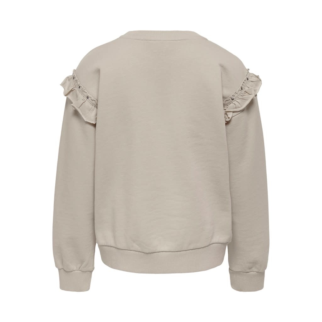 KOGCINDY L/S FRILL O-NECK UB SWT 15278302 Pumice Stone