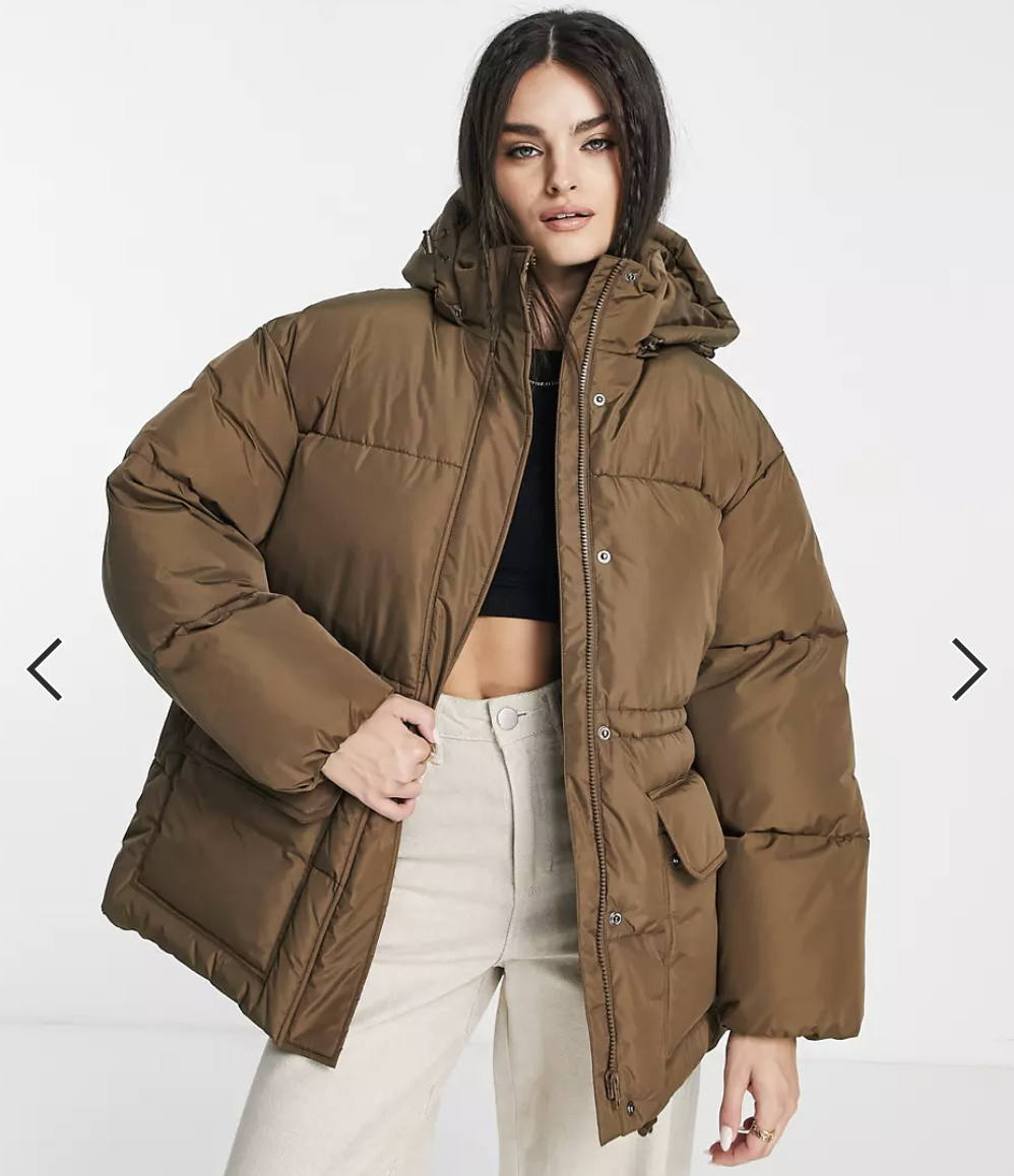 Oversized padded jacket 1100-006137 Coffee