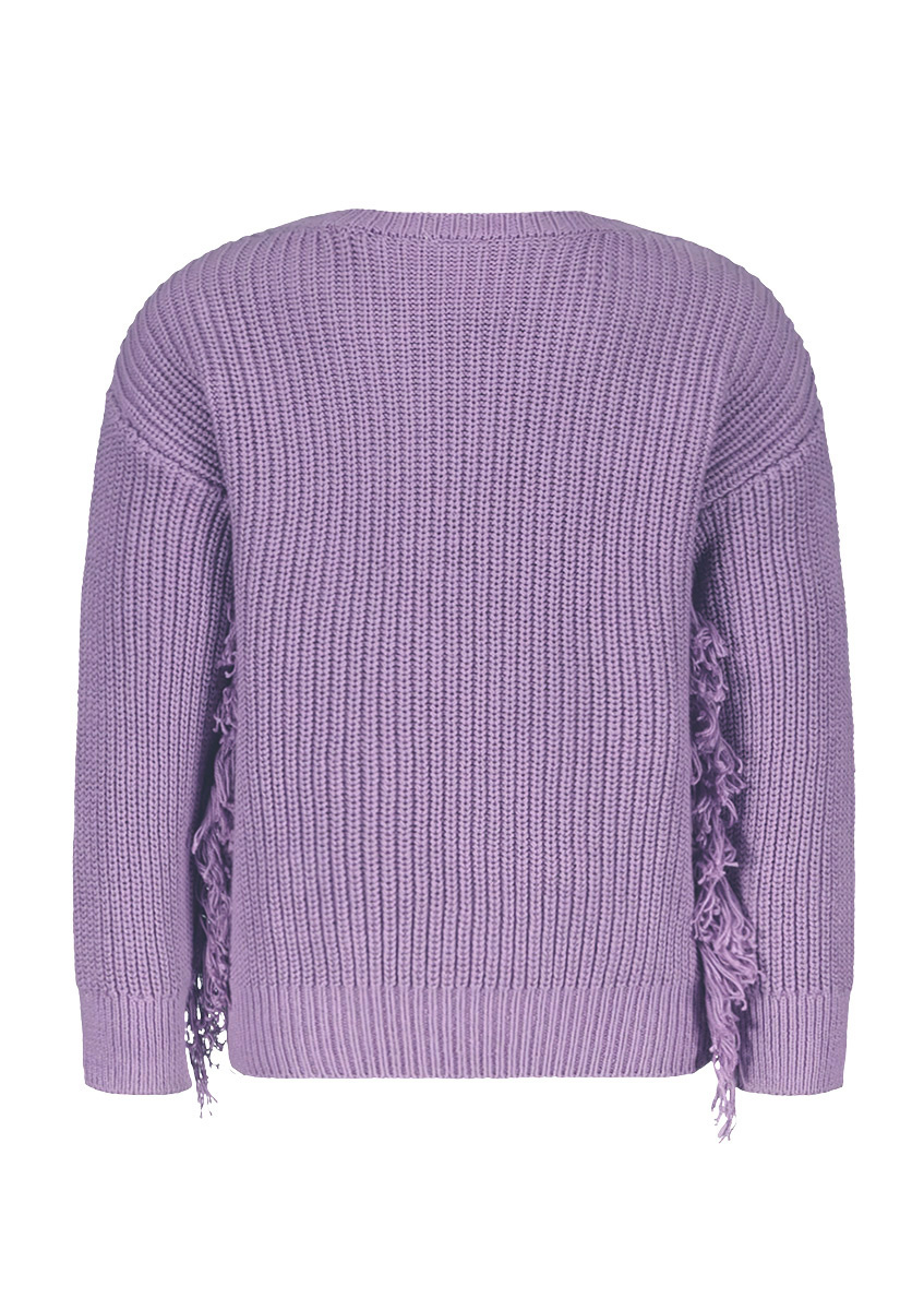 Oversized knitted sweater with fringes D301-0322 Purple lilac