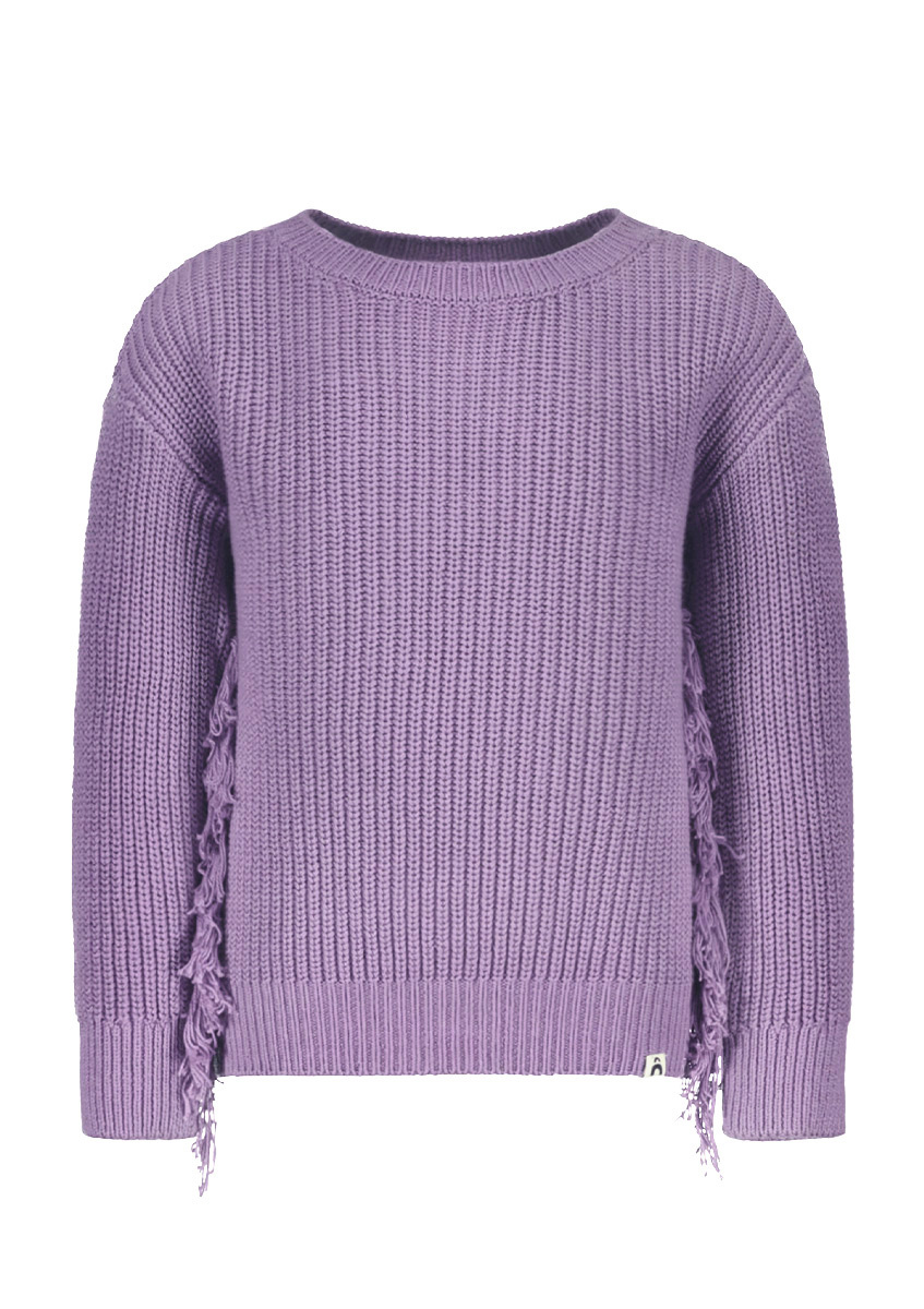 Oversized knitted sweater with fringes D301-0322 Purple lilac