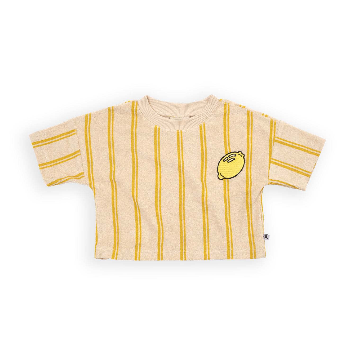 Stripes yellow - cropped crewneck t-shirt wt print STY112