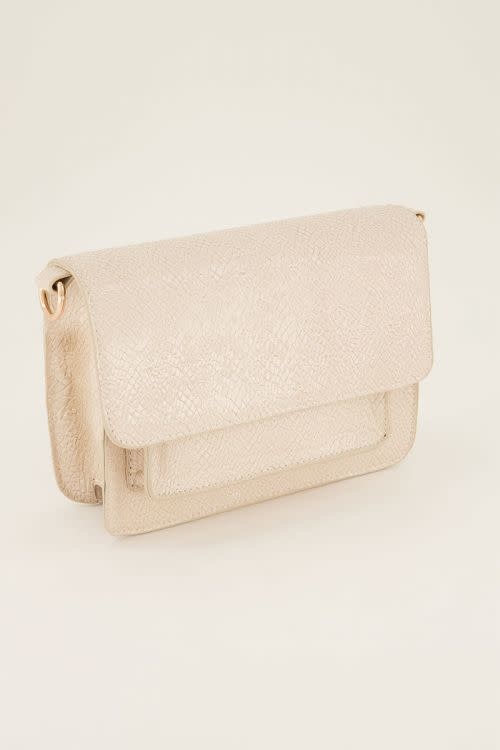 Beige schoudertas met croco design MJ06654