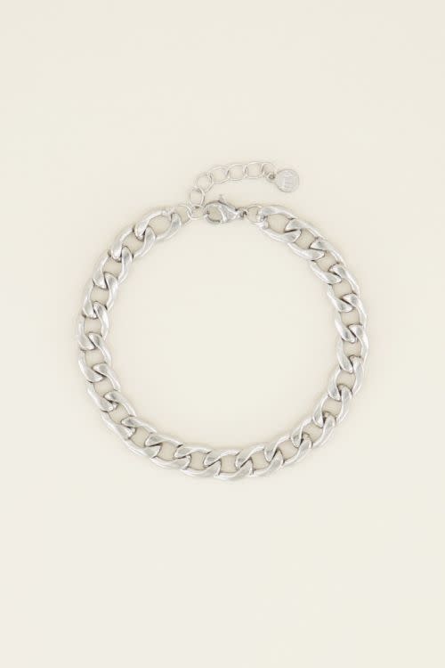 Armband platte schakels MJ03697 - silver