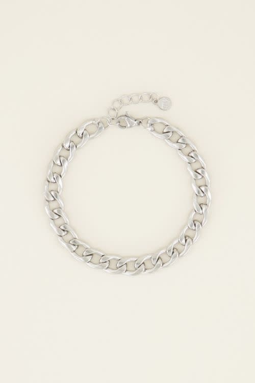 Armband platte schakels MJ03697 - silver