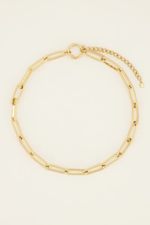 Smalle schakelketting met structuur - Goud