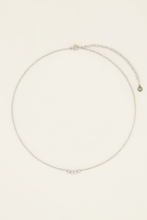 Ketting met meerdere strass stenen - Zilver