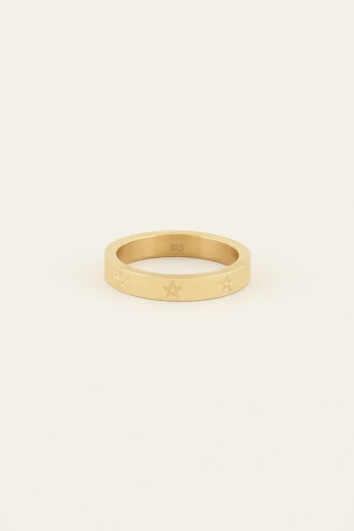 Ring met gegraveerde sterretjes - goud