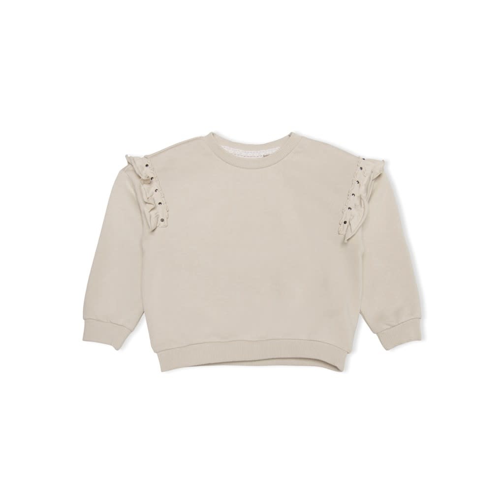 KMGCINDY L/S FRILL O-NECK UB SWT 15278303 Pumice Stone