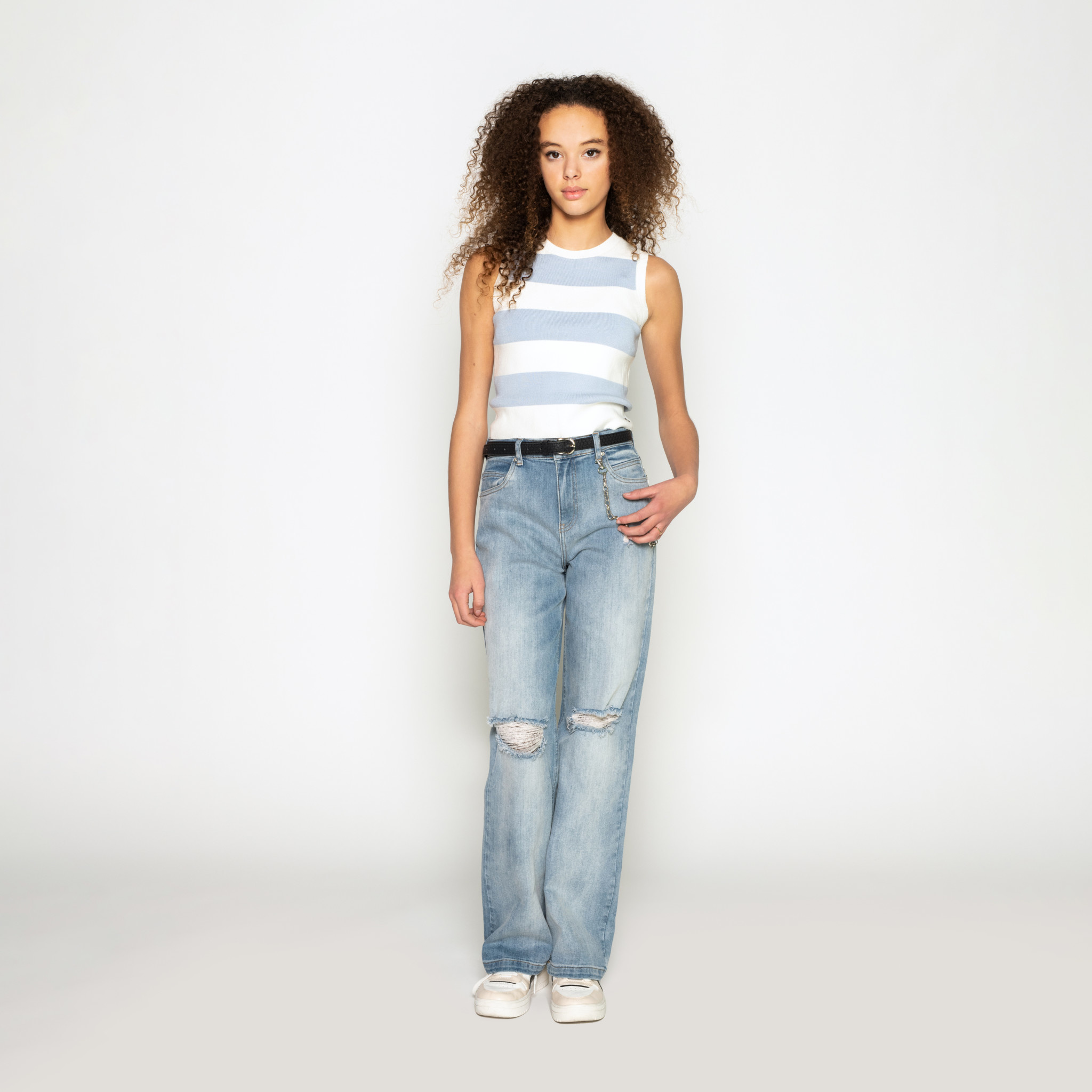 Hailey Knit STRIPE DENIM BLUE - PURE WHITE