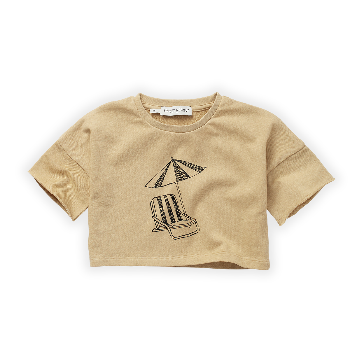 Cropped T-shirt sunbed S23-576 Almond