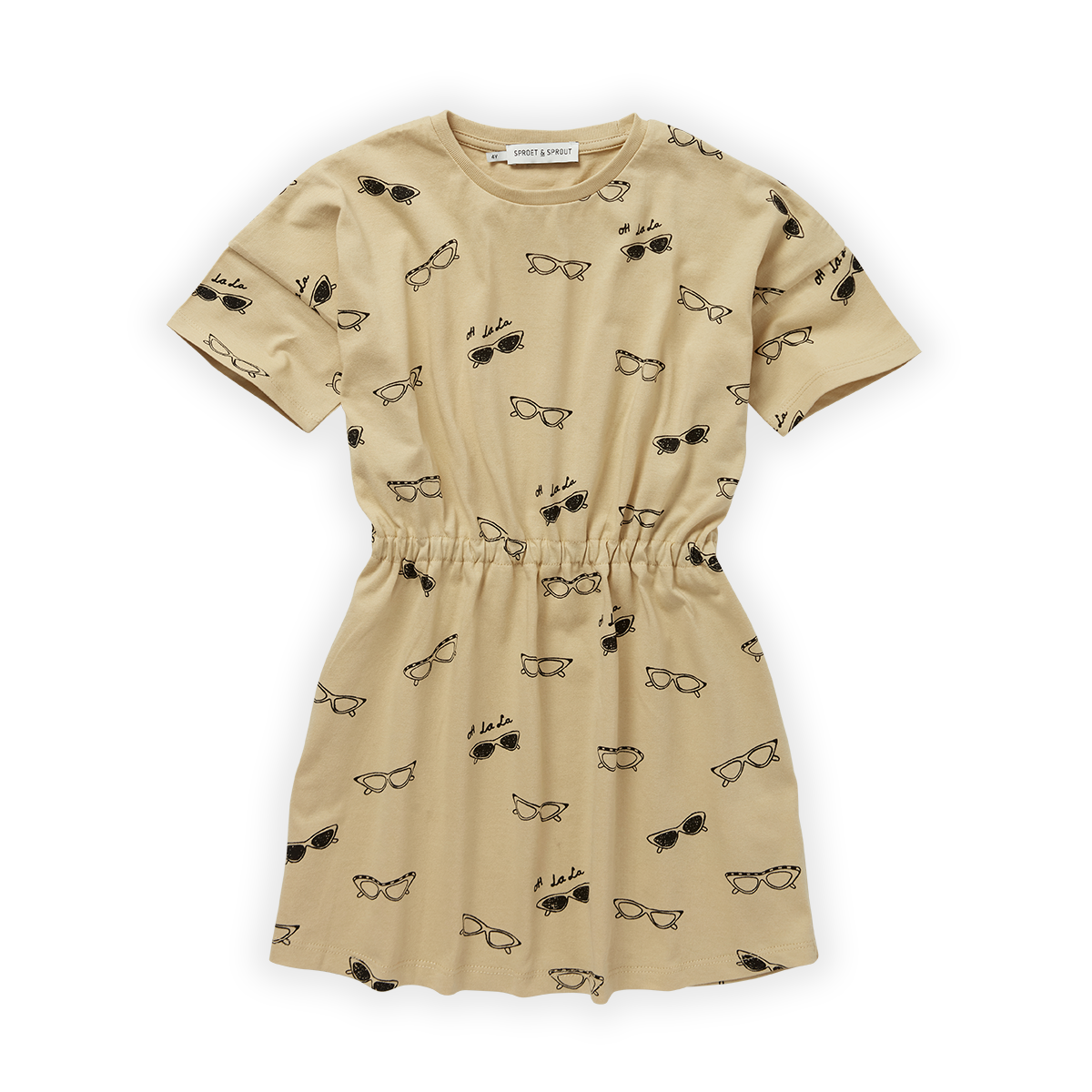 T-shirt dress shades print S23-614 Almond