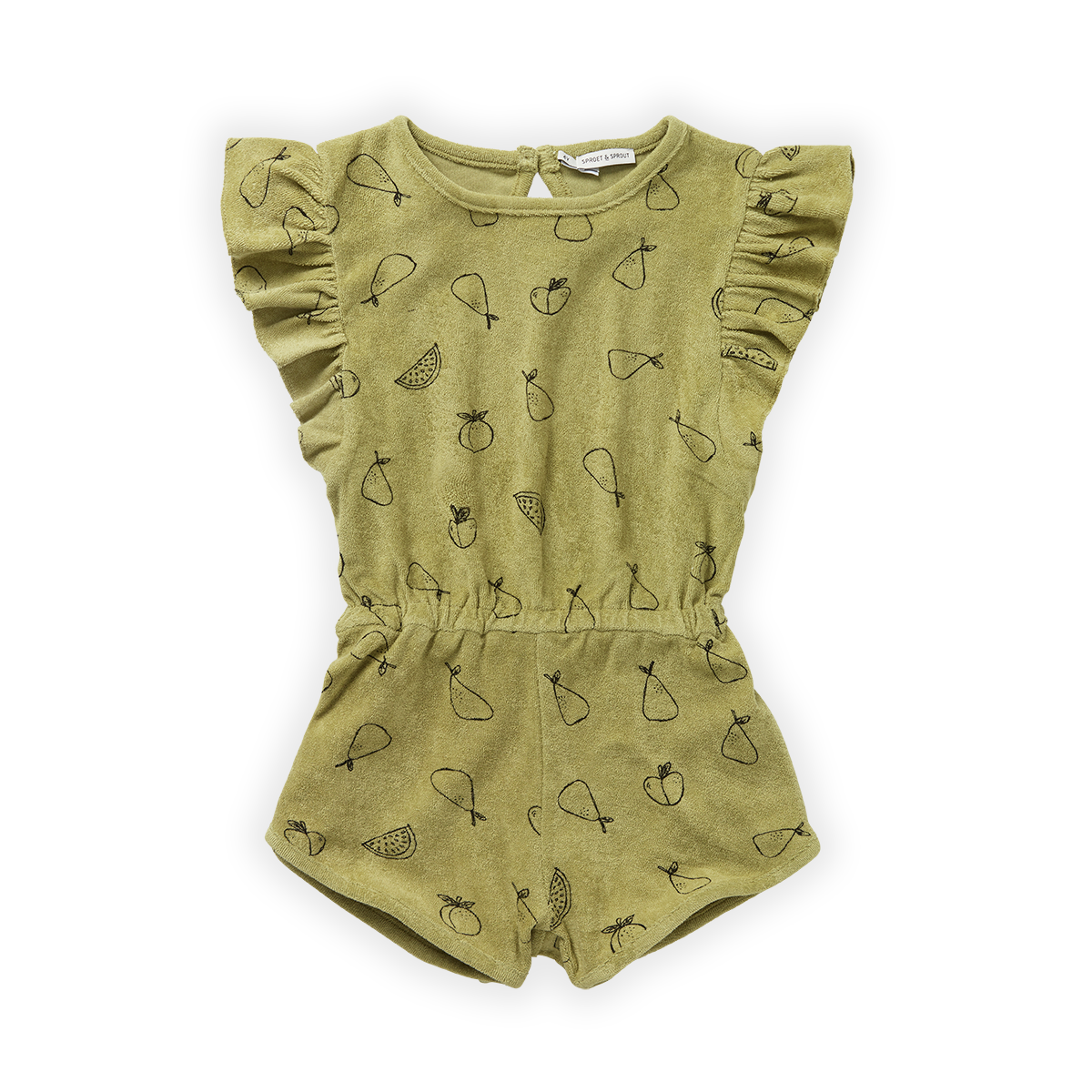 Jumpsuit ruffle tutti frutti print S23-684 Olive green