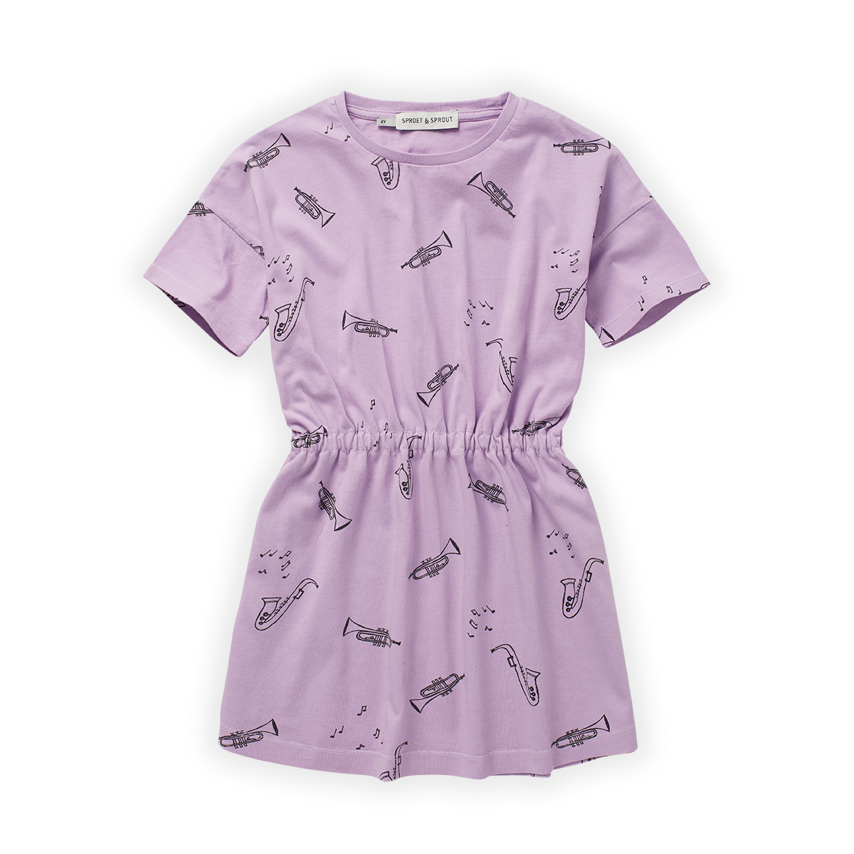 Tshirt dress musica print lilac S23-623 Lilac breeze