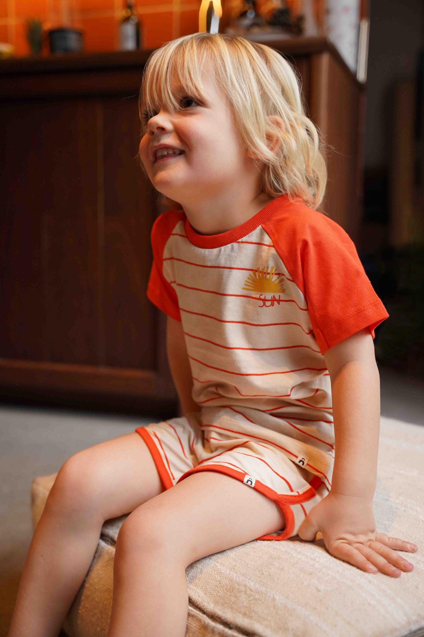 Raglan t-shirt D302-0413 Tomato stripe