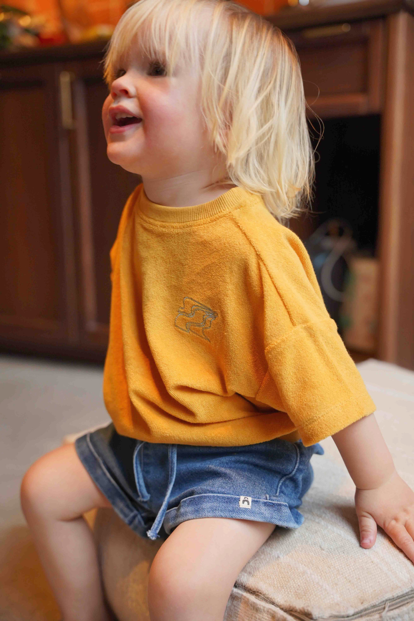 Terry towelling top D302-0314 Sunny yellow