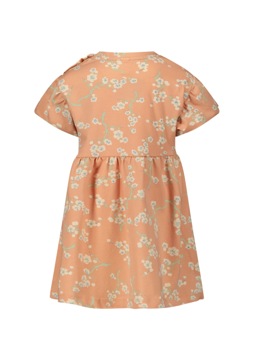 Dress with puffed sleeve D303-0830 Sakura blossom aop