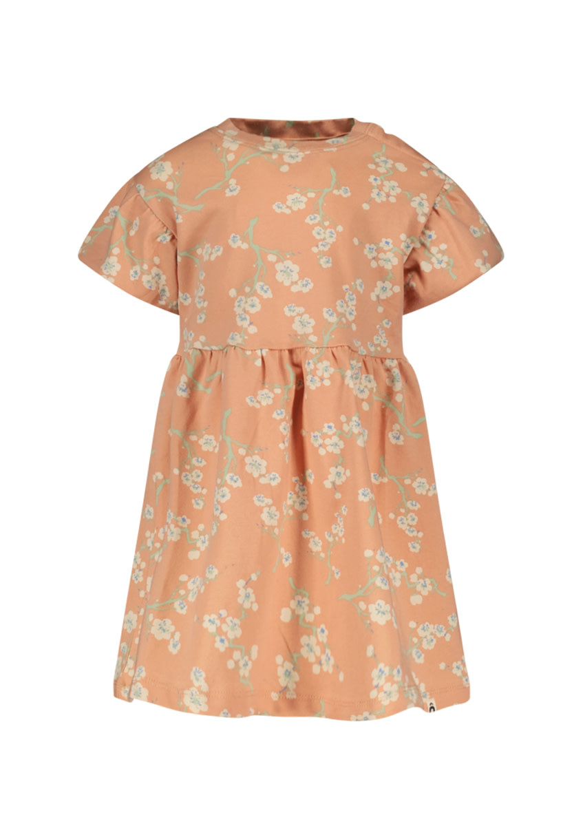 Dress with puffed sleeve D303-0830 Sakura blossom aop