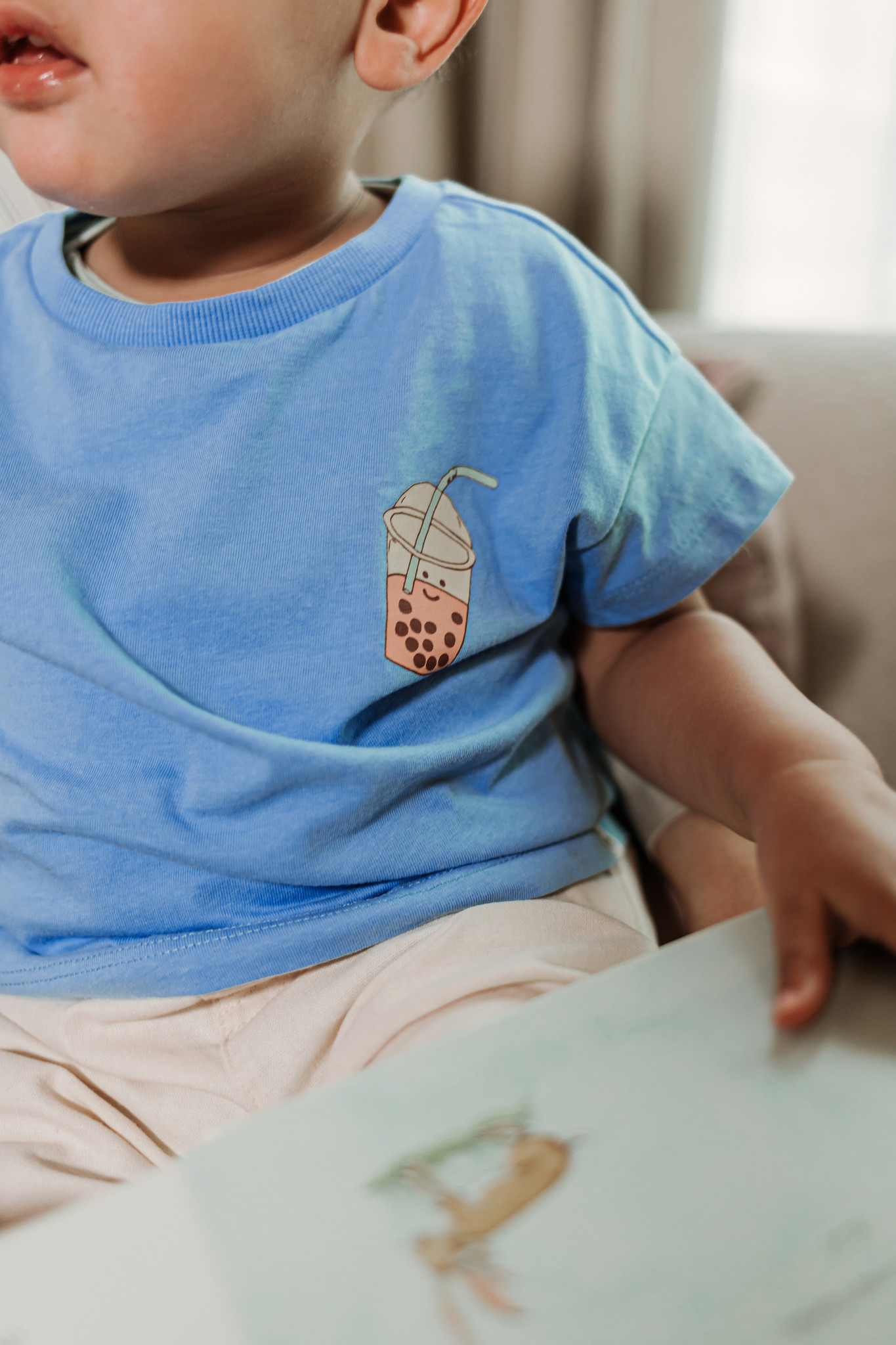 T-shirt with small emrbo on chest D303-0433 Faded blue