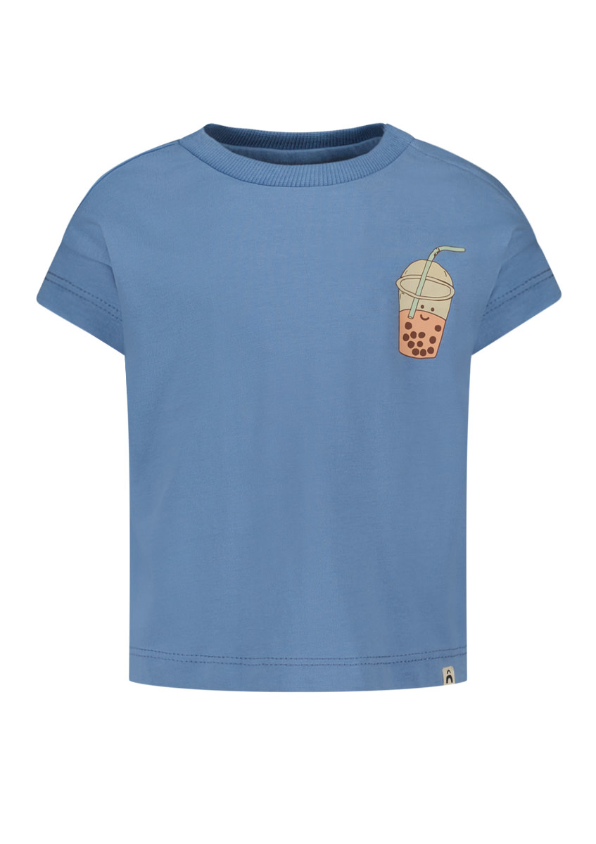 T-shirt with small emrbo on chest D303-0433 Faded blue