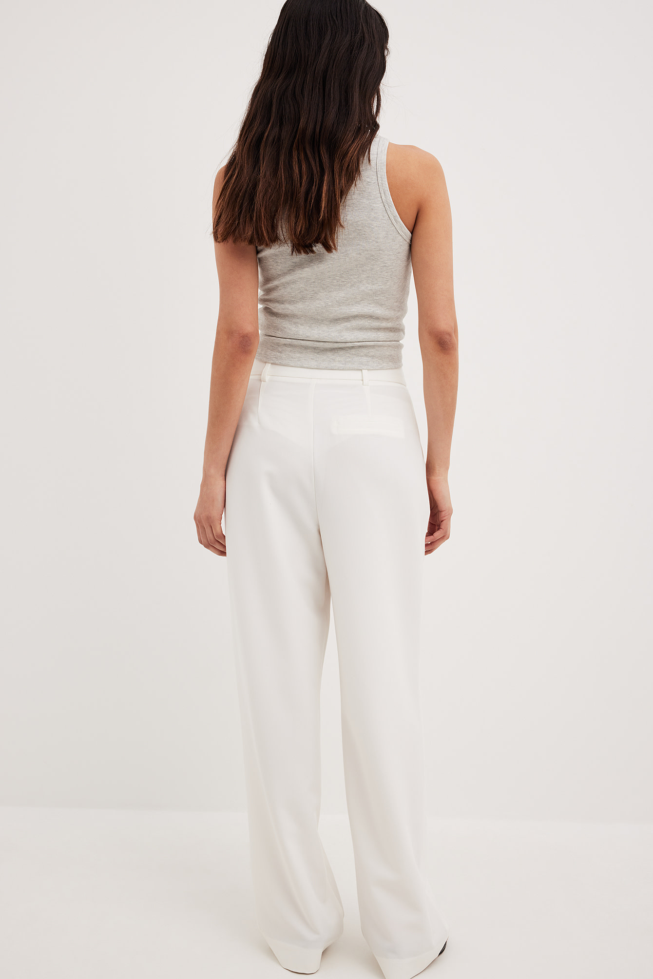 high waist pleated wide leg pants 1018-010334 white