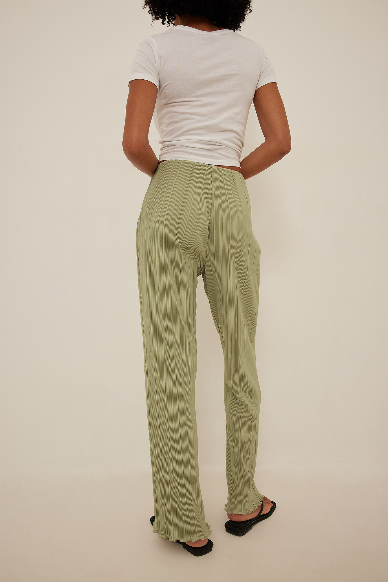 pleated elastic waist pants 1100-006420 sage