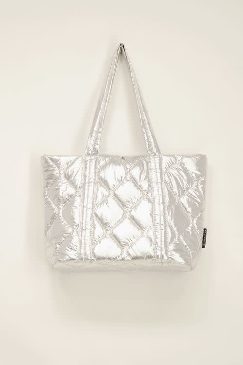 Metallic puffer shopper MJ08541 Zilver