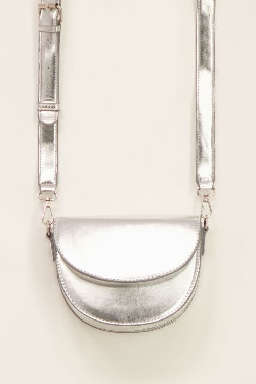 Zilveren schoudertas half rond MJ08542