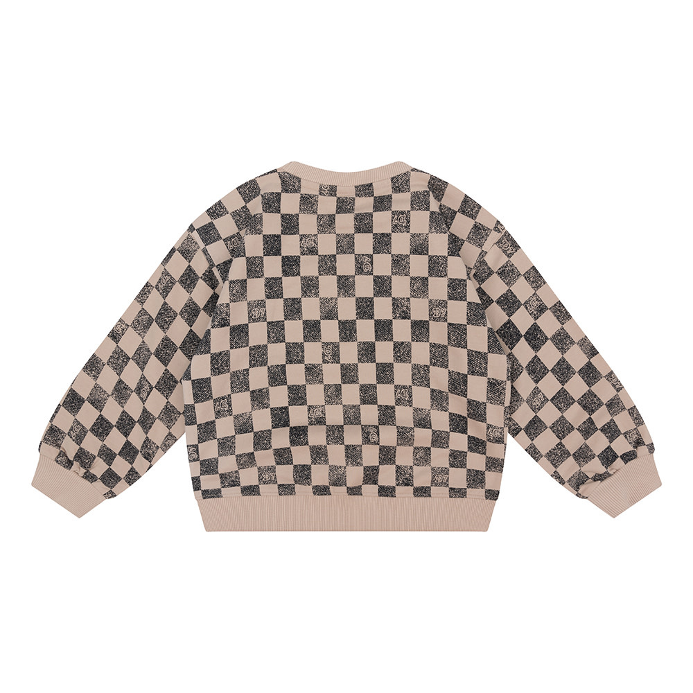 Organic Sweater Oversized Checkerboard D7B-W23-4505 Cement Grey