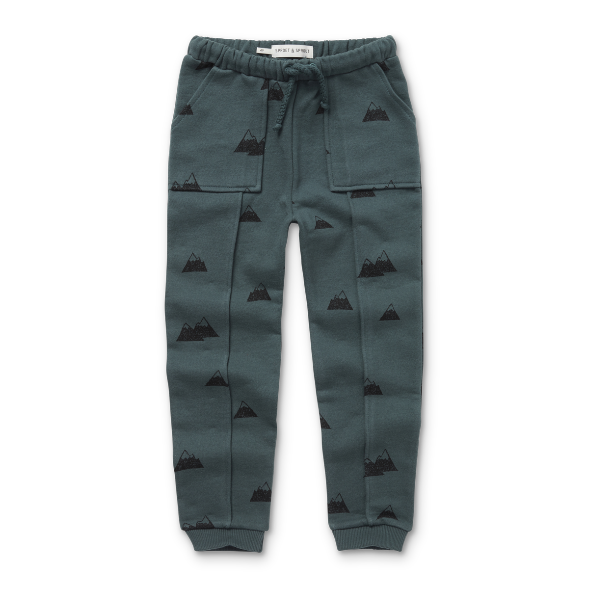 Sweatpants pockets Mountains print W23-951 Smoke pine - LILY