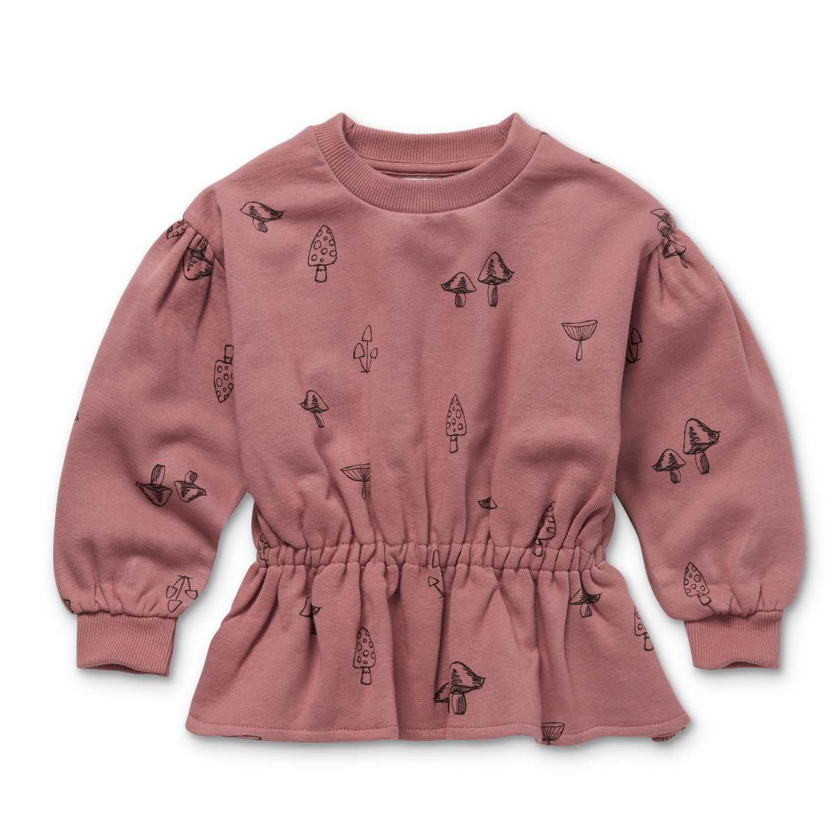 Sweatshirt peplum Mushrooms print W23-831 Misty rose