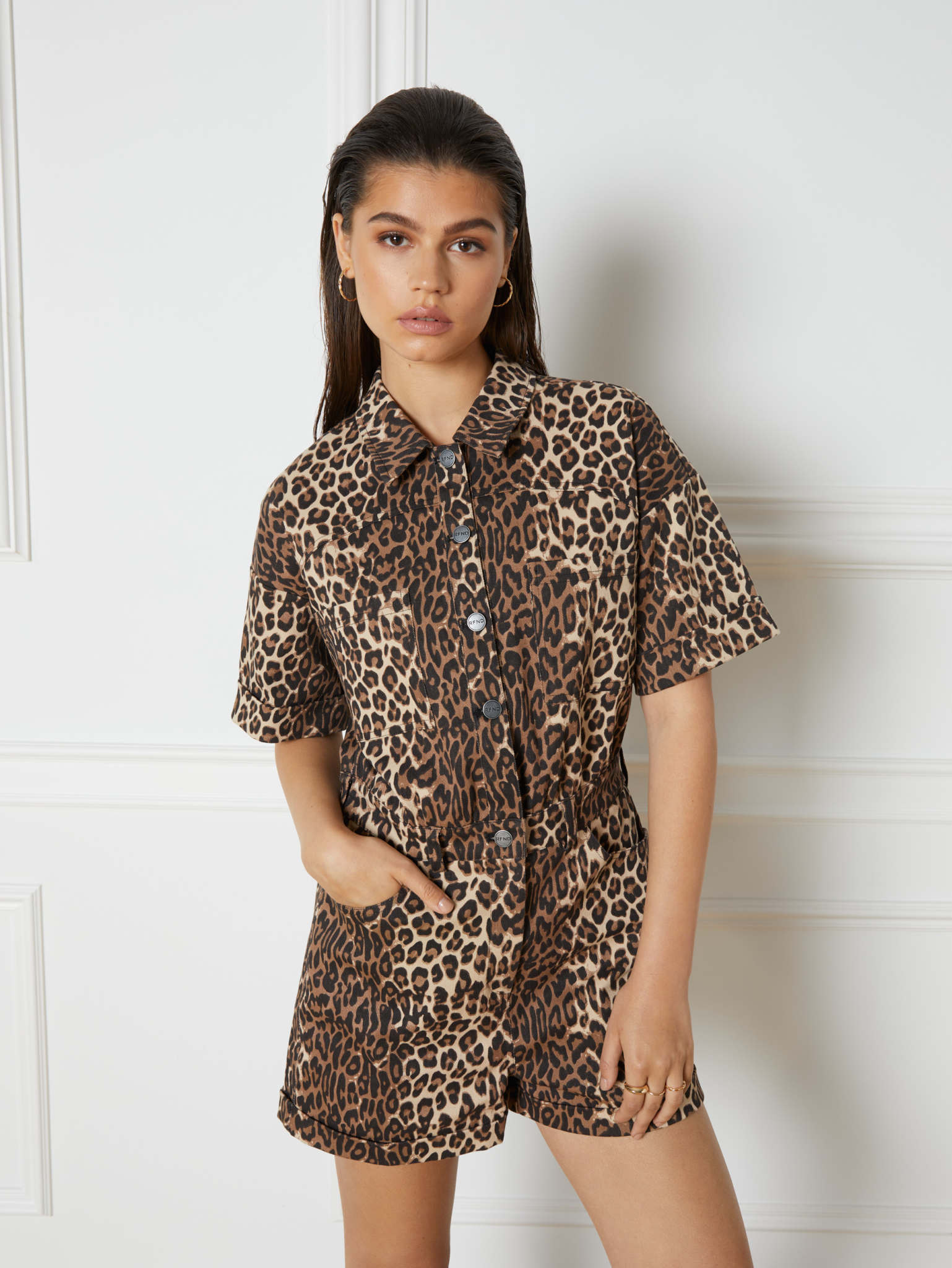 Leopard denim playsuit SOY R2307375134