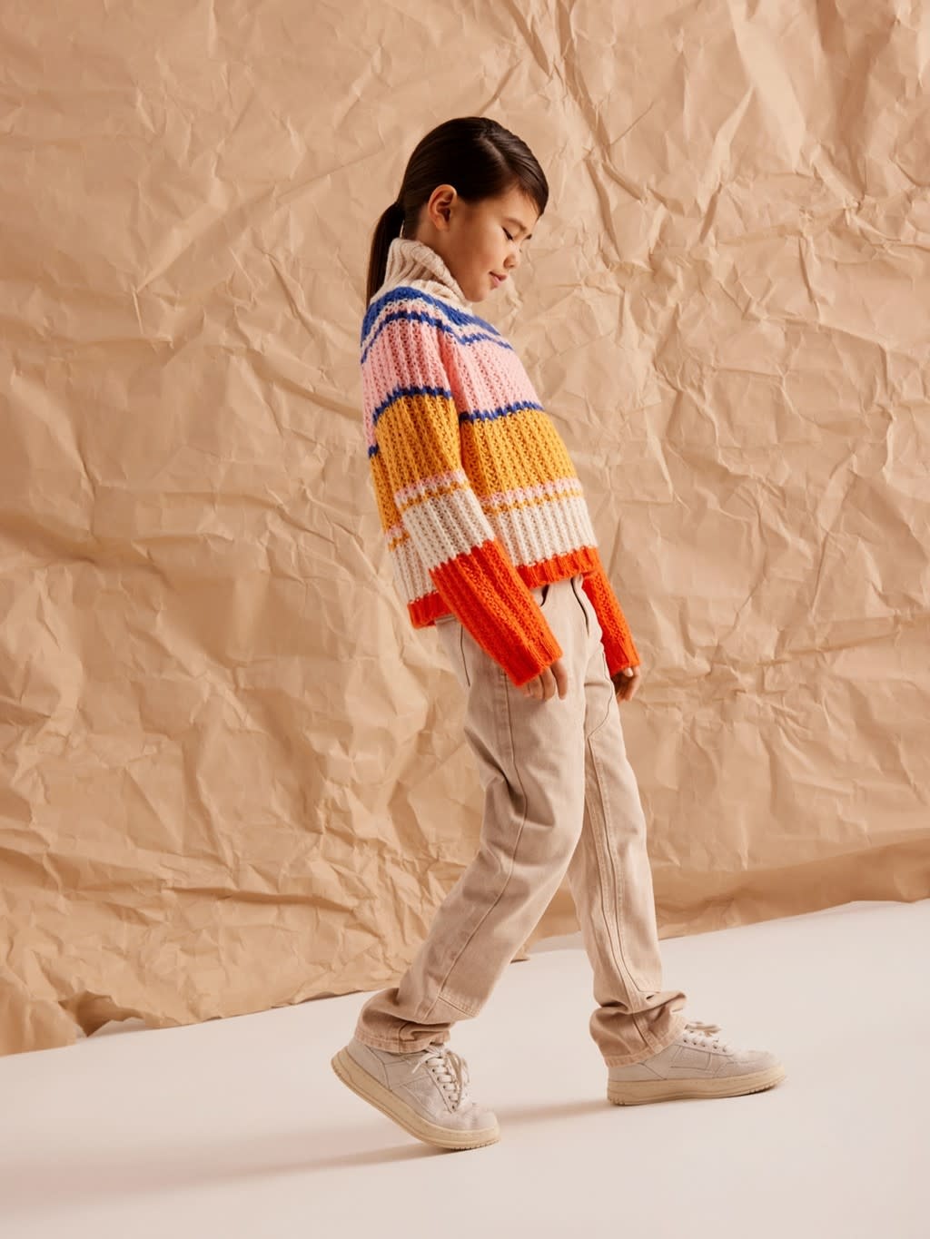 NKFNAMETTE LS LOOSE TURTLE NECK KNIT 13221504 Buttercream