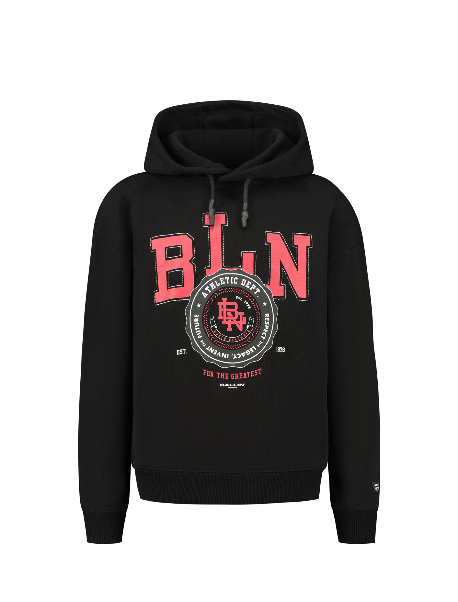 Hoodie with frontprint 23037314 02 - Black