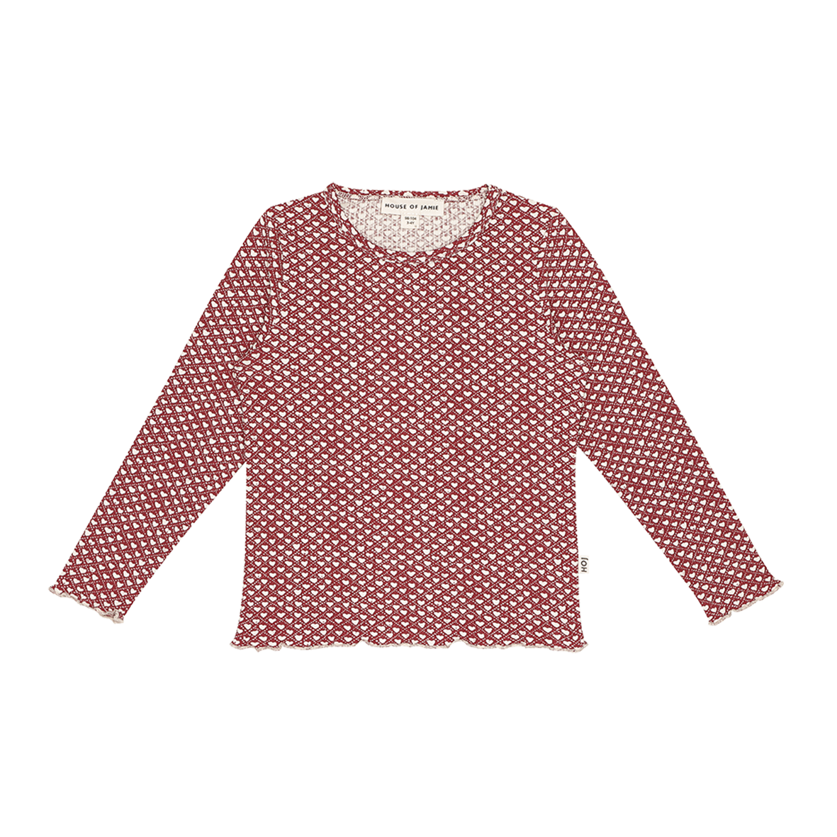 Rib Long Sleeve Tee Girls 323-04-388815 Hearts