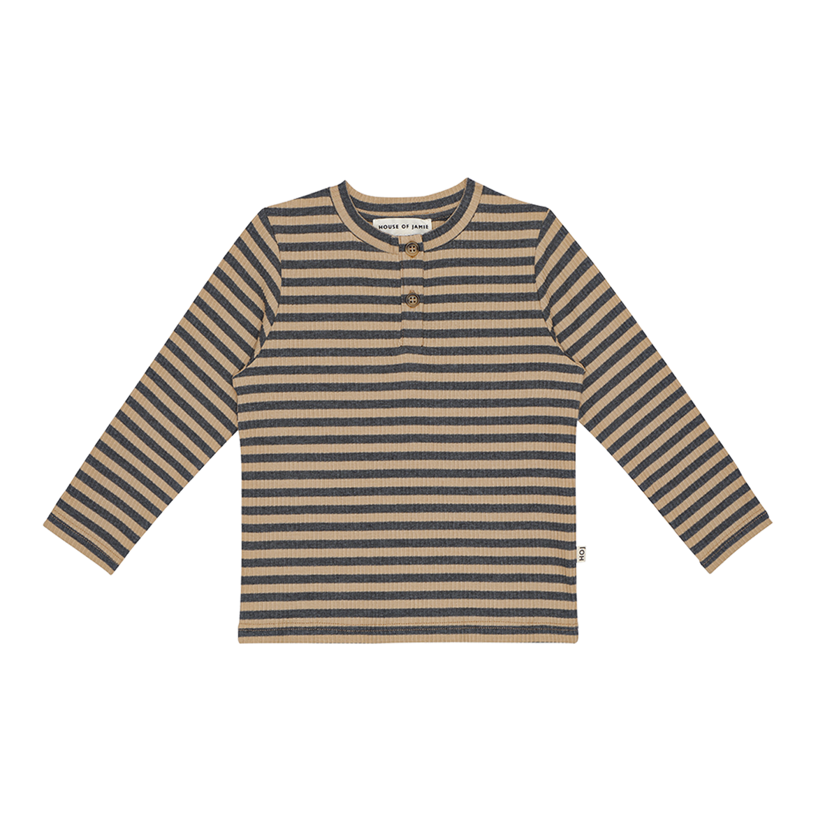 Rib Long Sleeve Tee 323-04-239582 Camel & Granite Stripes