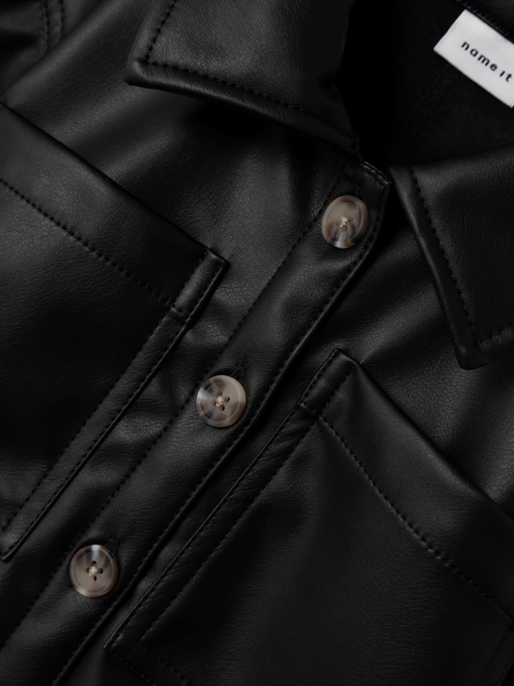 NMFSIANINE PU LS OVERSHIRT 13222832 Black