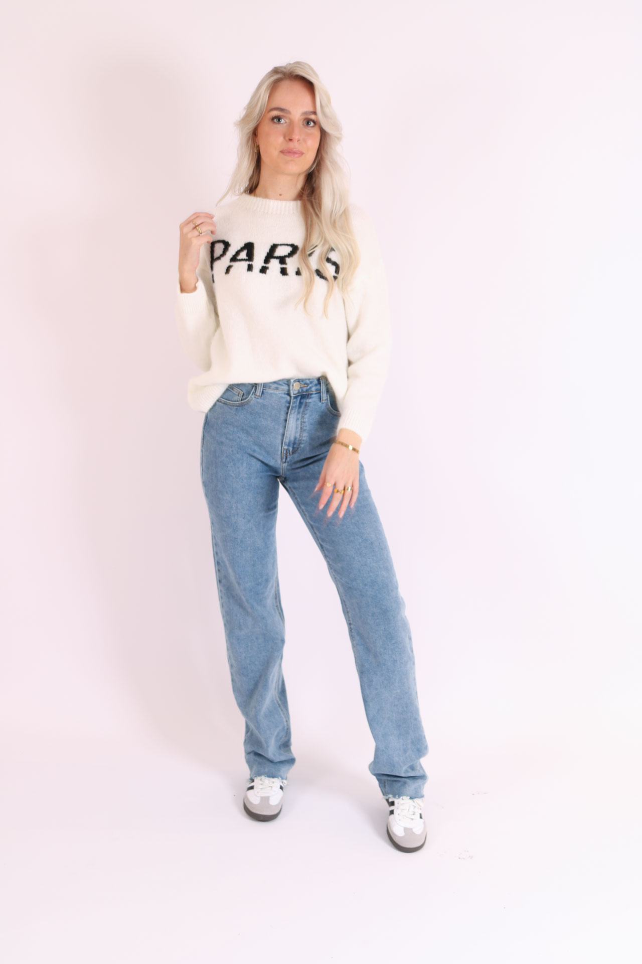 FLOOR raw hem straight clean jeans extra long - medium blue