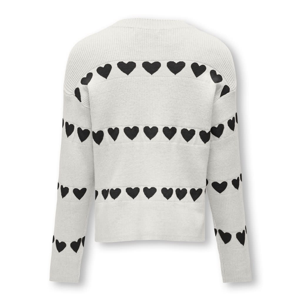 ONLY KOGDANA L/S HEART Cloud LILY 15315434 O-NECK - Hearts KNT Dancer Black