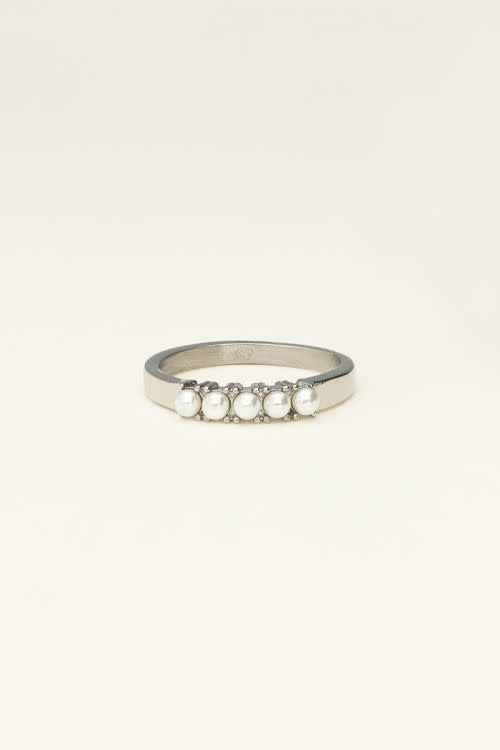 Ring five pearls MJ09253 Zilver