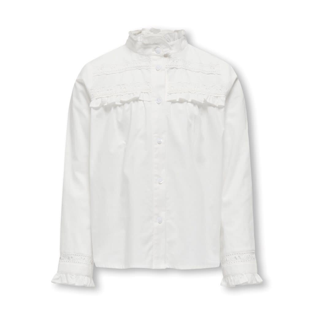 KIDS ONLY KOGLINA L/S FRILL LACE INSERT SHIRT WVN 15320113 Cloud Dancer